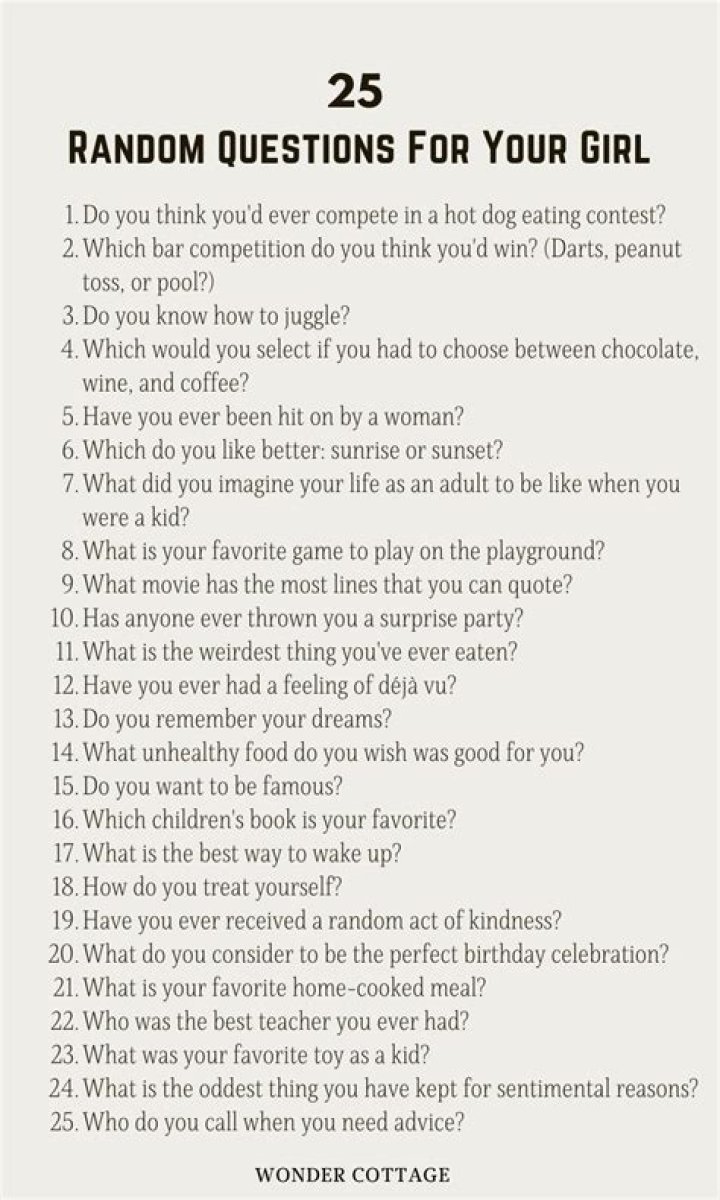 245 Questions To Ask Your Girlfriend Wonder Cottage Things about