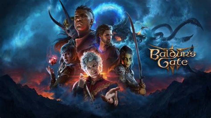 A Baldur's Gate 3 party standing at the edge of a cliff.