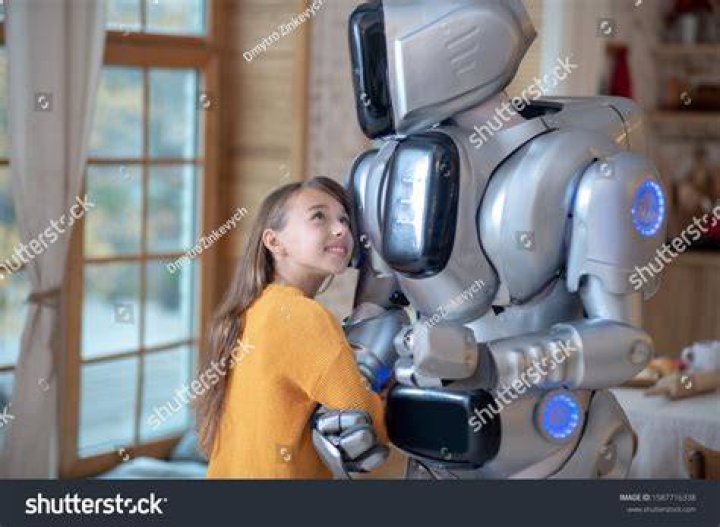 A girl hugging her robot in Next Gen