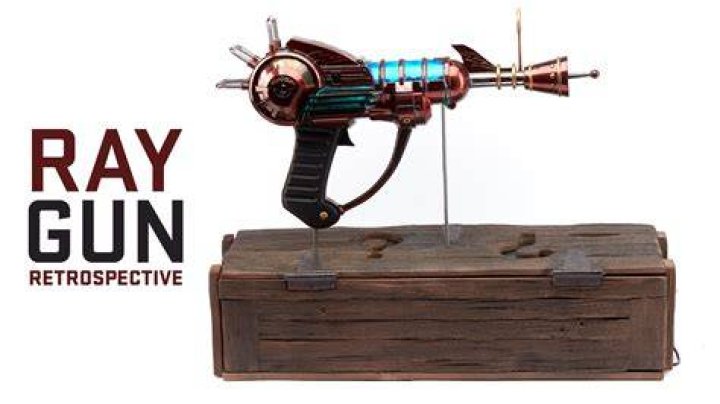 A ray gun and Megaton zombie in Call of Duty Black Ops Cold War's Die Maschine zombies map.