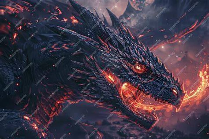 A red dragon-like creature and a blue whale-like creature look angry as they fight in the water.