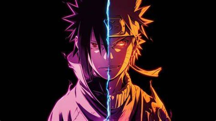 A split image features Sasuke using his Lightning Release of his immense chakra reserves in Naruto Shippuden