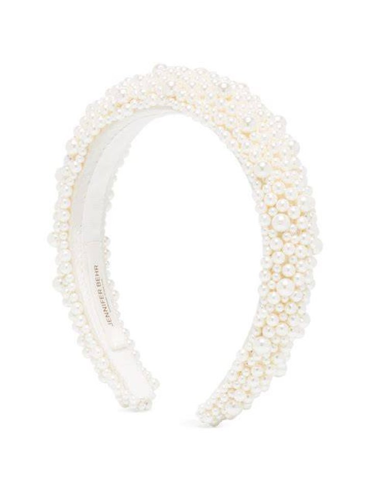 a white jennifer behr bailey pearl headband, a 30th anniversary gift for your wife