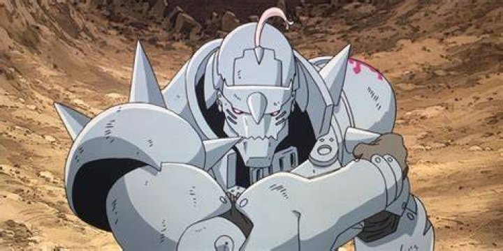 Alphonse kneeling and paying his respects in Fullmetal Alchemist