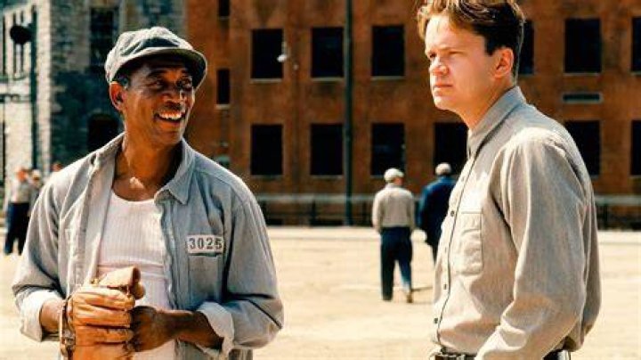 Andy and Red talking in the prison yard in The Shawshank Redemption.