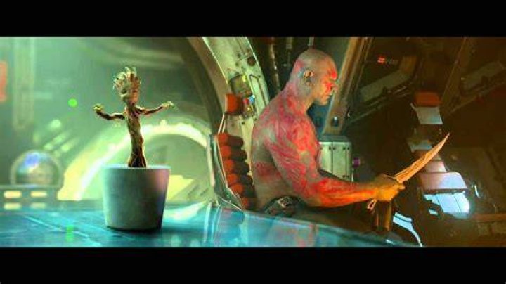 Baby Groot and Drax in Guardians of the Galaxy Vol. 2