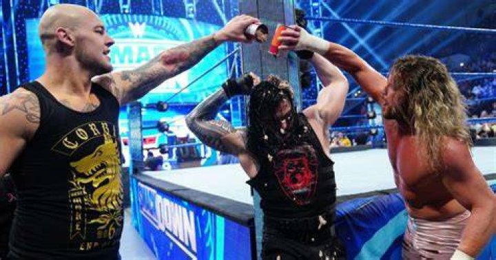 Baron Corbin covered in dog food