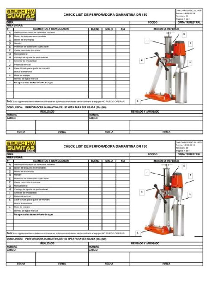 Check List de Perforadora Pat&iacute;n PDF