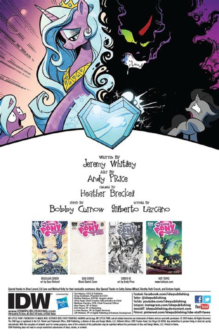 Credits page for the comic Warrior #1