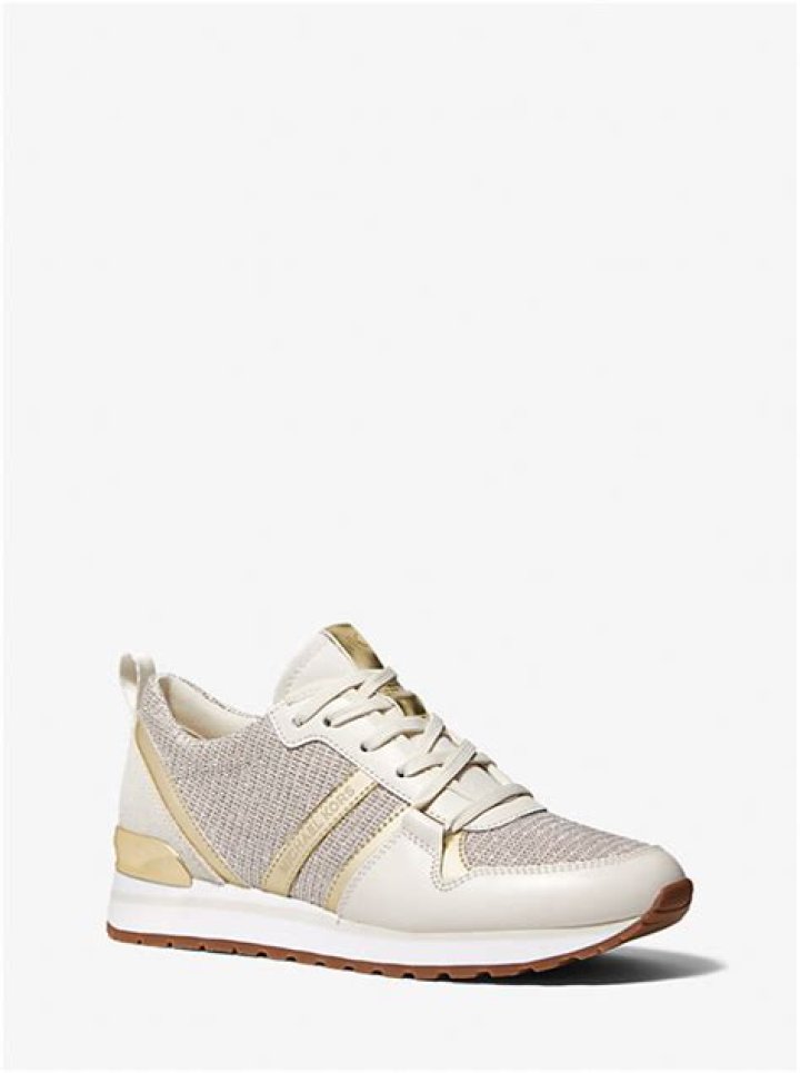 Dash Glitter Chain Mesh and Leather Trainer Michael Kors