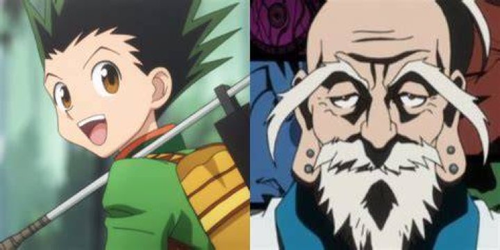 Gon Freecs and Isaac in two side by side images from Hunter x Hunter