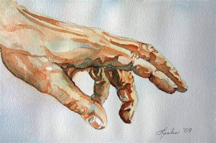 hands painting watercolor
