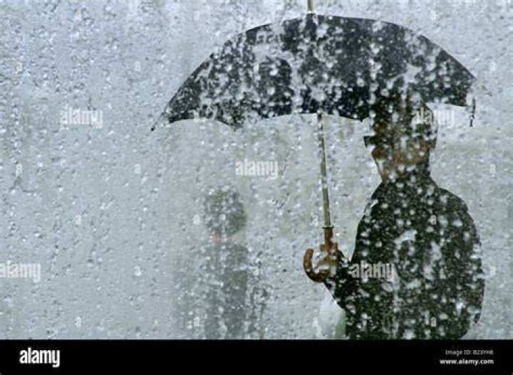 Heavy downpour and an umbrella Heavy downpour and an umbrella