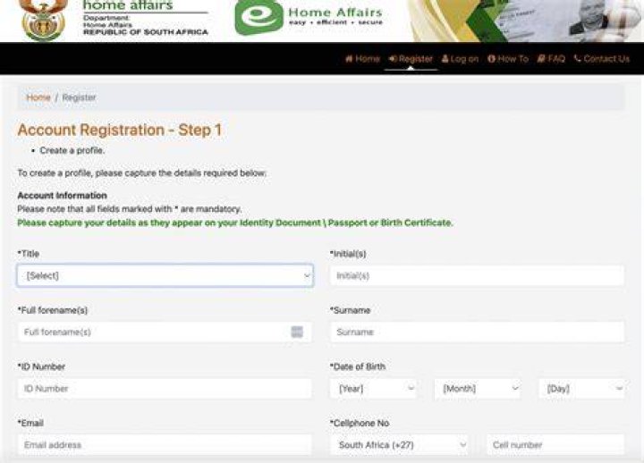 Home Affairs passport application
