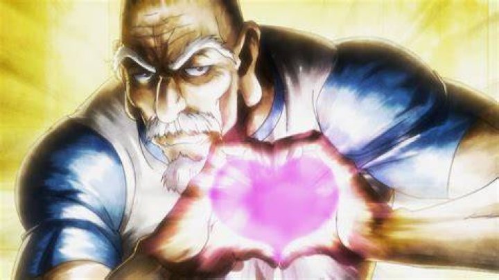 Isaac netero raises his hand and prepares for a fight in Hunter x Hunter