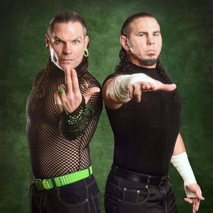 Jeff Hardy and Matt Hardy after Jeff put matt through table