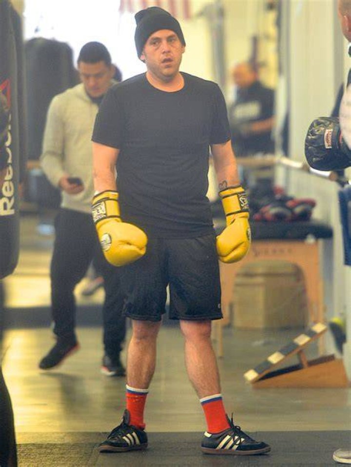  Jonah Hill boxing at a gym in Manhattan in December 2017.&nbsp;&nbsp; 