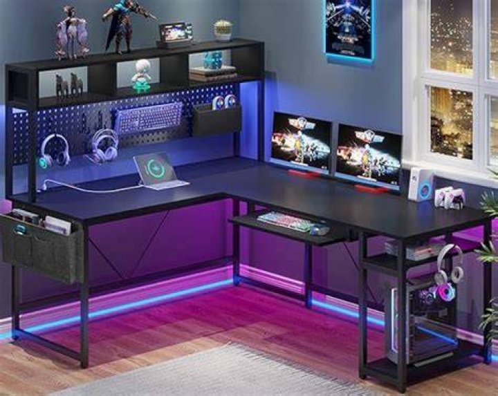 L Shaped Gaming Desk with Led Lights L Shaped Gaming Desk with Led Lights