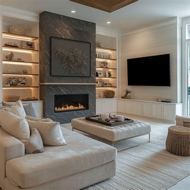 Living room with fireplace