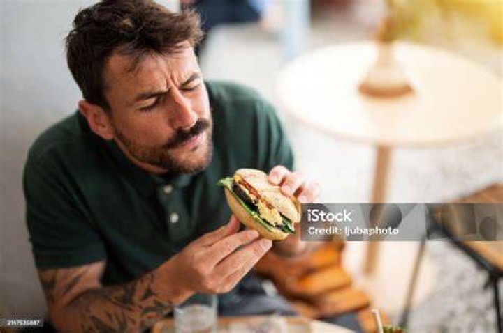 man having a sandwich from plate