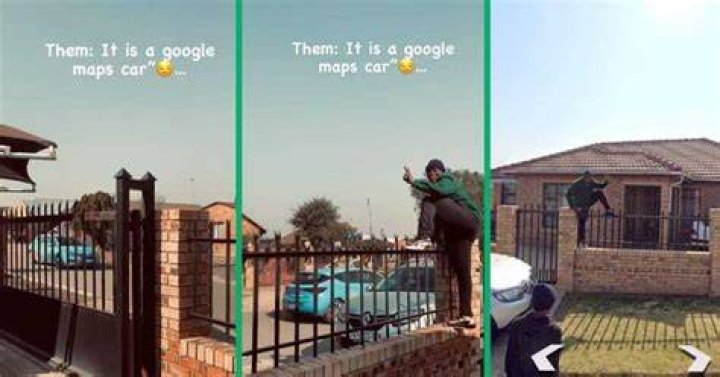 Man poses for Google Maps camera car