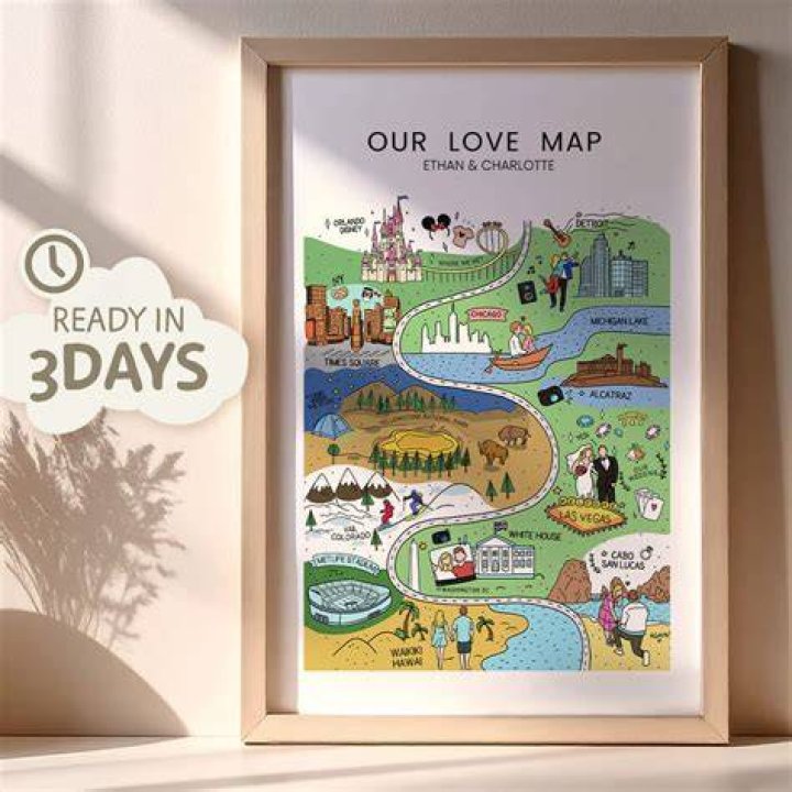 map of our life custom map for 30th anniversary gift