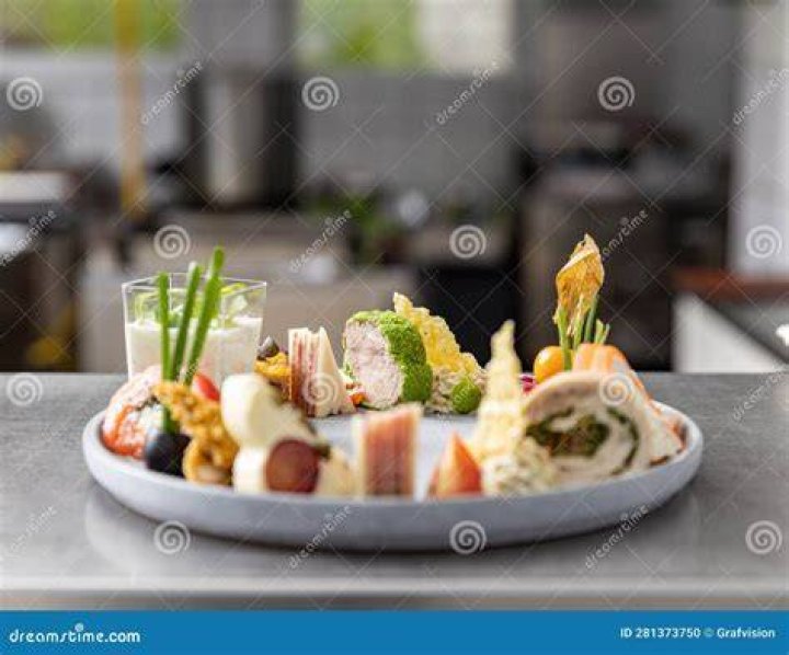 Plate with starter at outdoor restaurant plate with starter at outdoor restaurant