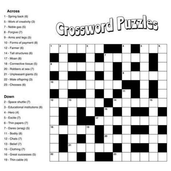 Printable Cross Word