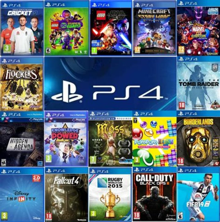 PS4 surrounded by games