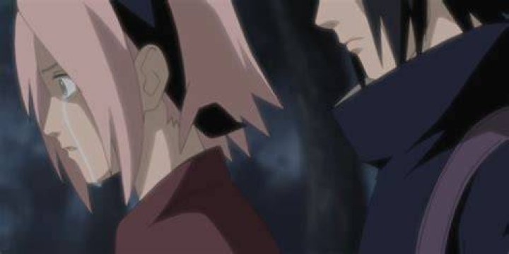 Sakura cries while Sasuke prepares to leave in Naruto