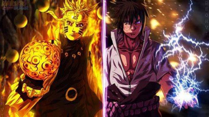 Sasuke and Naruto face off in Naruto artwork