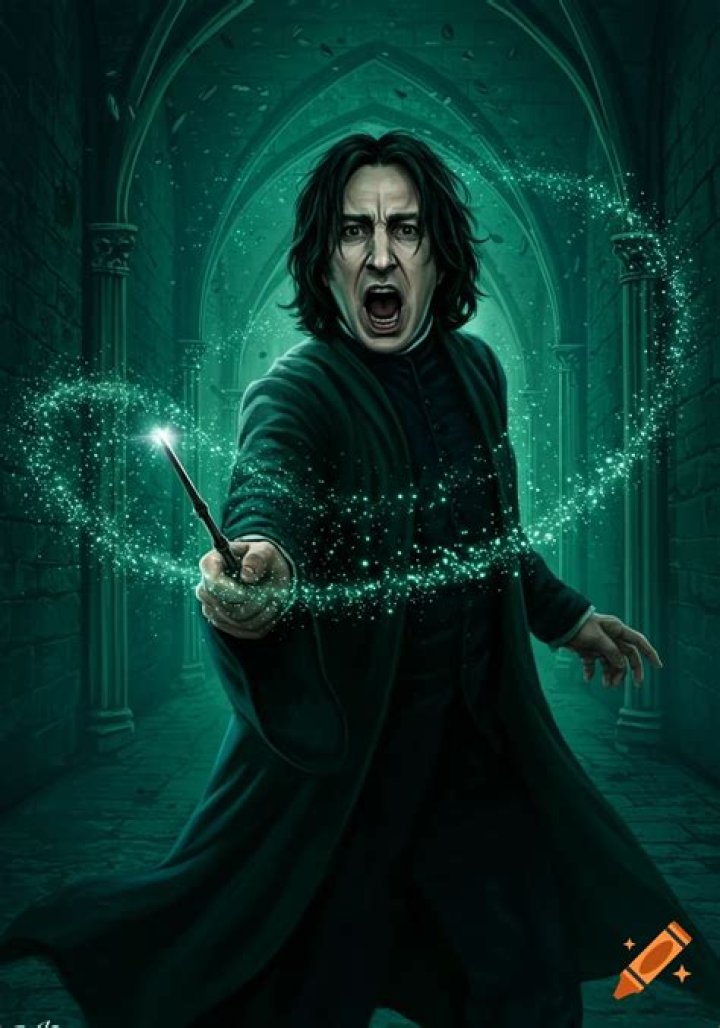 Snape casting a spell.