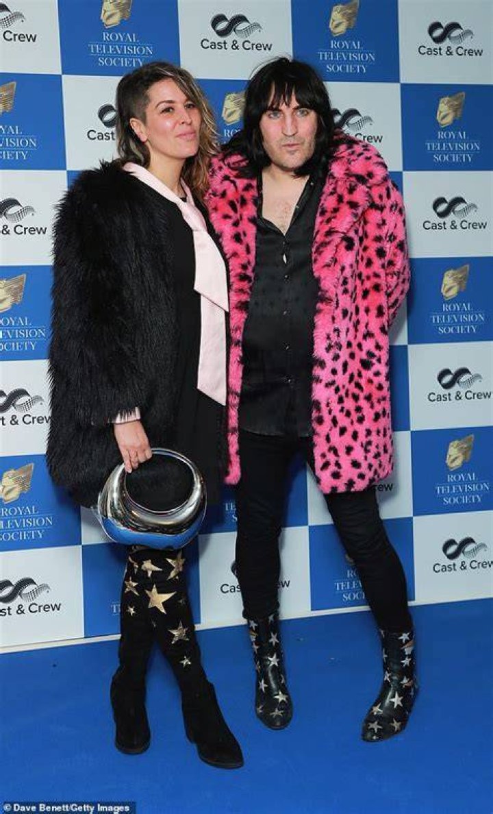 Split image showing Noel Fielding posing alone and with his artwork