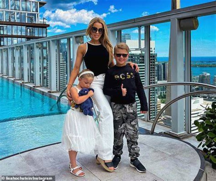 Three split images of Lisa Hochstein from RHOM